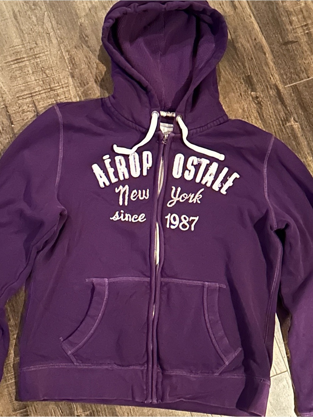 Aeropostale Purple Zip Hoodie with White Logo